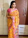 MG 411 Linen With Sliver Jari Border Printed Sarees Wholesale Market In Surat
